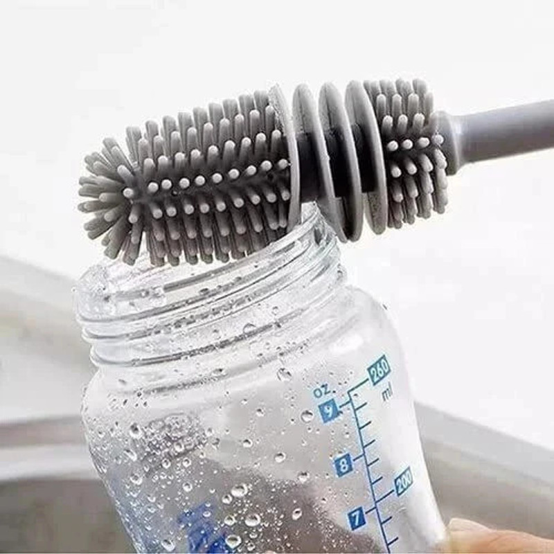 Wagwanfly Silicone Bottle Cleaning Brush Long Handle for Milk Bottle,Glasses,bottle MULTI(Multicolor)