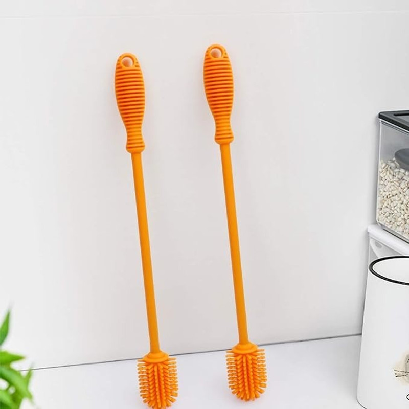 SARTHU Silicone Bottle Cleaning Brush with Long Handle(Random Multicolor)