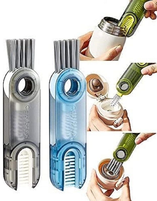 shrines 3 in 1 Bottle gap Cleaner Brush Cleaner Tool Multifunctional Cleaning Brush(Multicolor)
