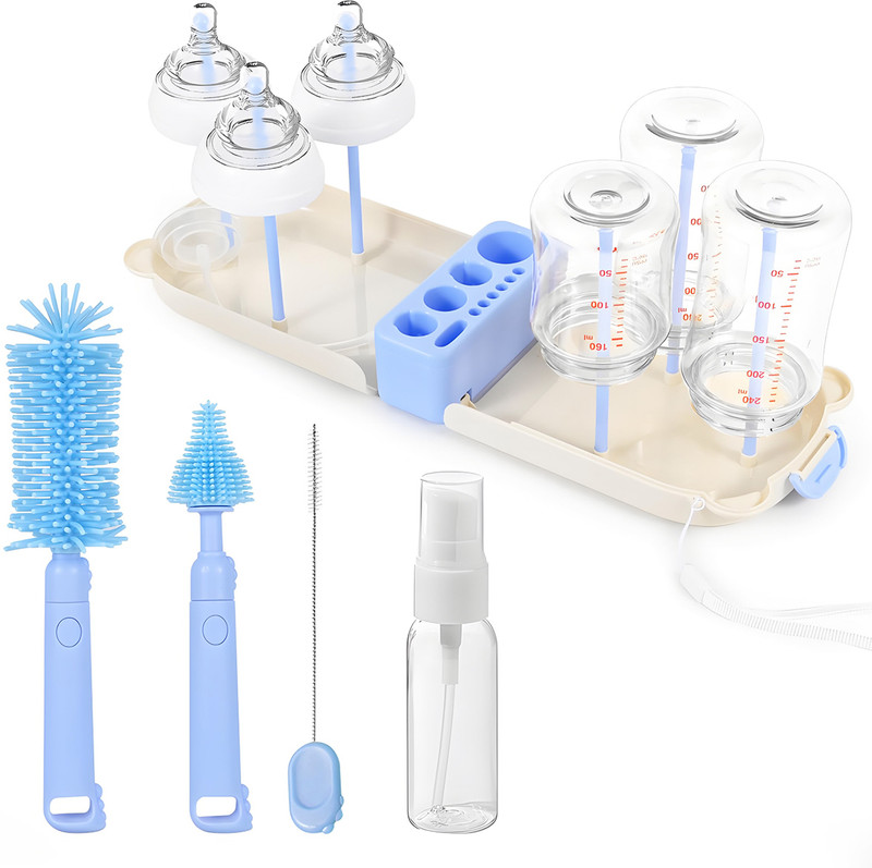 SERPLEX Baby Bottle Cleaning Kit 12 Piece Silicone Brush Set with Storage Case(NA)