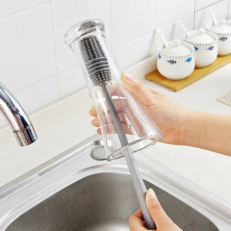 FULKIZA Soft Silicone Bottle Cleaning Brush(Grey)