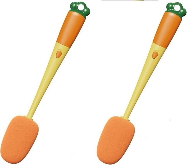 Rishav handicraft Long Handle Sponge Cleaning Brush for Bottles, Jars & Glassware(Orange)
