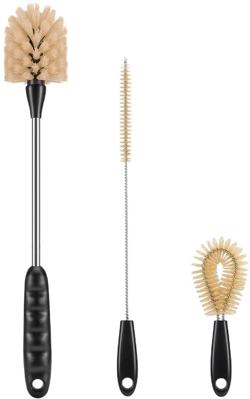 ELEPHANTBOAT Set of 3 Bottle Brushes Combo Set Long and Short Handle Cleaning Brushes for(Black)