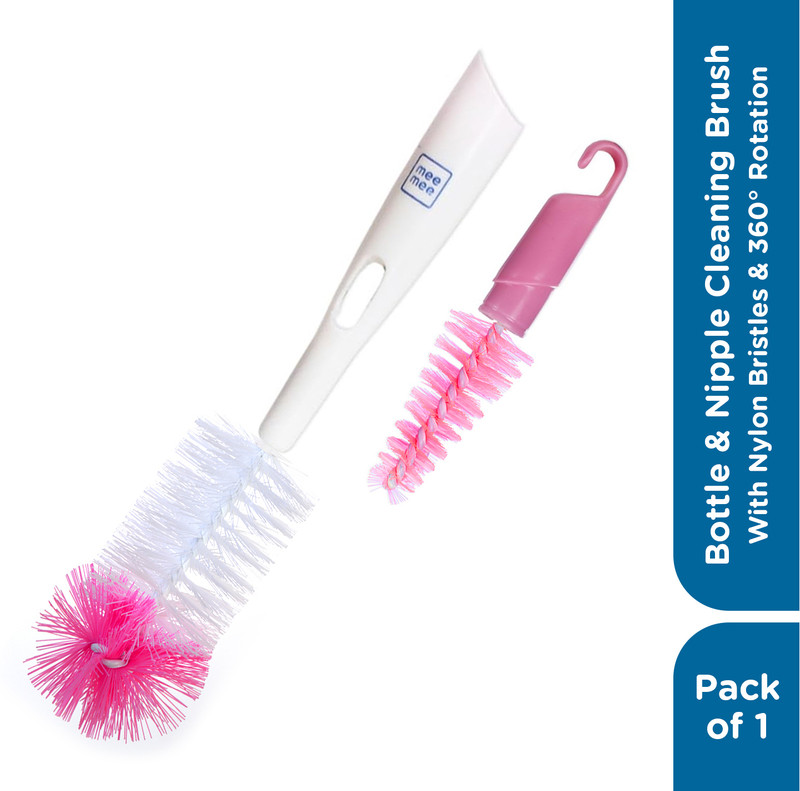 MeeMee Bottle and Nipple Cleaning Brush(Pink)