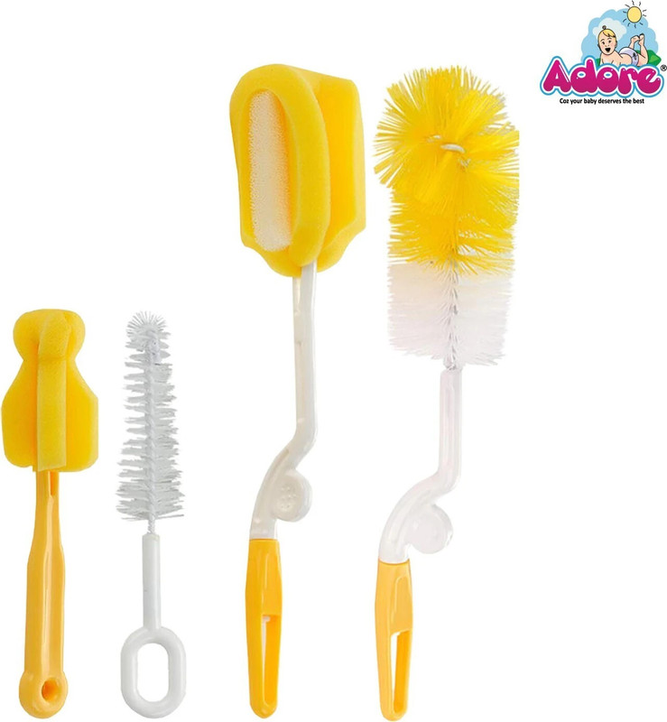 Adore Premium 4pc Baby Bottle Cleaning Brush(Multicolor)