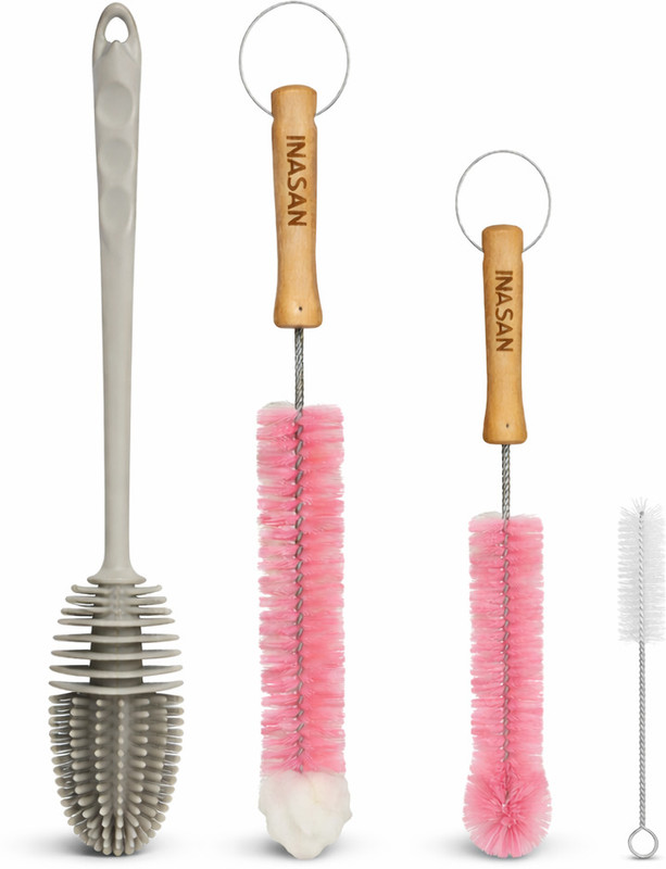 INASAN BOTTLE CLEANER BRUSH ( PACK OF 4 )(PINK SILLICON)
