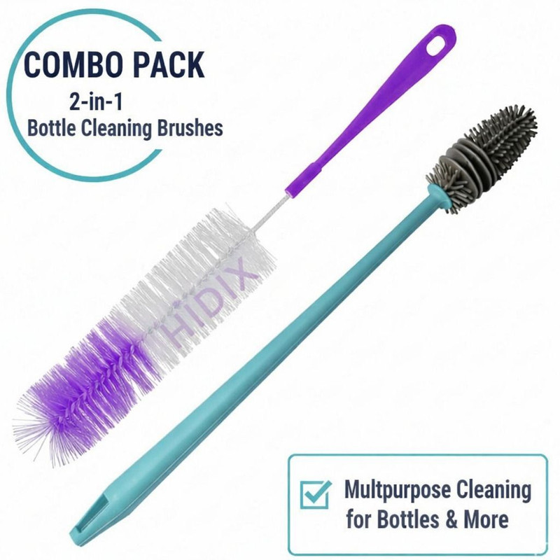 HIDIX Bottle Cleaning Brush Flexible Long Handle Bottle Brush for Water Bottles & Jars(Multicolor)
