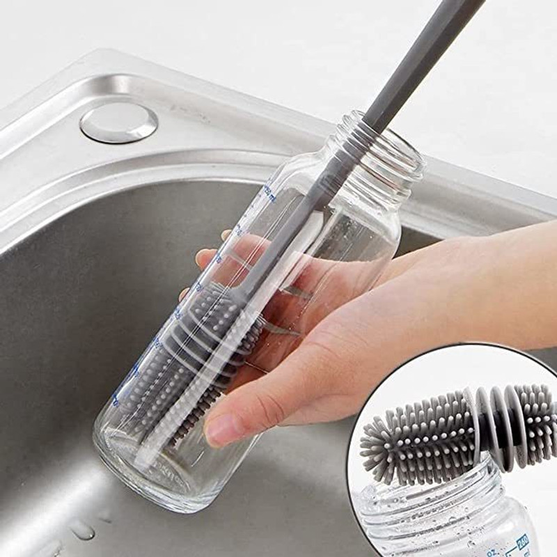 collective zone Bottle Cleaning Brush with Long Handle Washing Water Bottle(gray color)