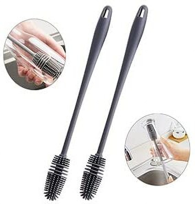 Dhochak Bottle Cleaning Brush Vase and Glass, Bottle Cleaner(Pack Of 2)(Grey)