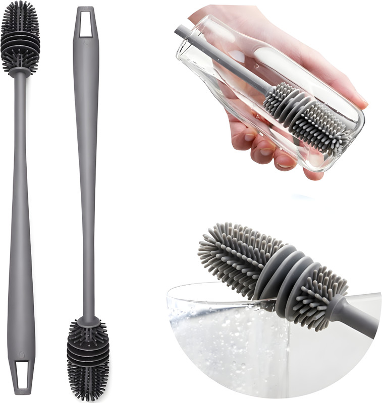 TheTaurusGroups Bottle Cleaning Brush Pack of 2 | | Long Handle BPA Free Brush for Daily Use |(Grey)