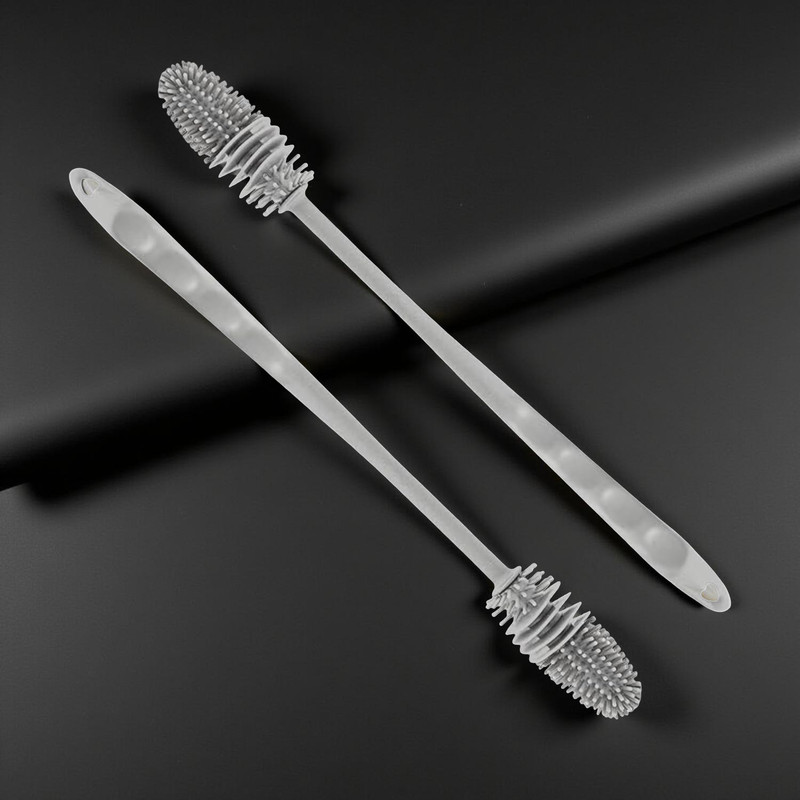 ASvik Creation Silicone Bottle Cleaning Brush Pack of 2 | Long Handle Deep Clean Model(Grey)