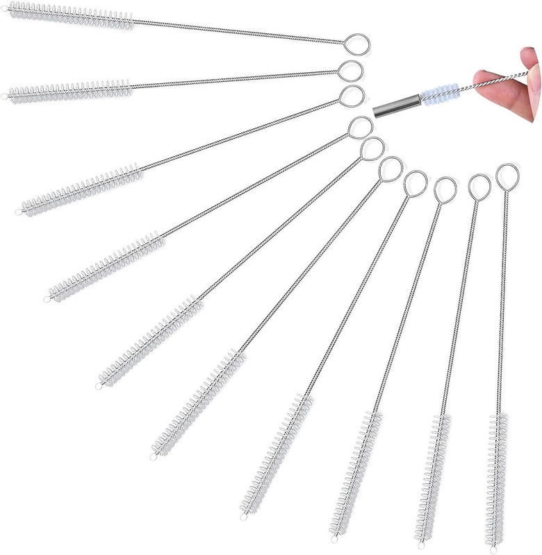 AL ATASH 9Inch Straw Cleaner, Bottle Cleaning Brushes, Pipe Tube Cleaning (Pack of 10)(Silver)