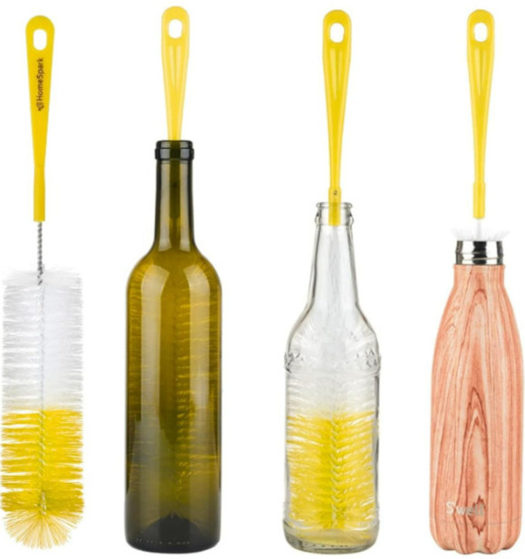 HomeSpark 16 inch Long Bottle Cleaning Brush(Yellow)