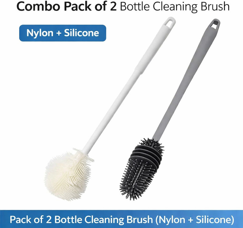 SARTHU Deep Cleaning Brush for Water Bottles Baby Bottles Glassware & Kitchen Use(White, GRAY)