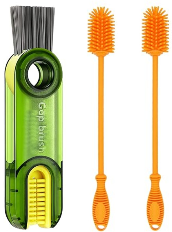 SARTHU 3 in 1 Multifunctional Cleaning Brush & Silicone Bottle Cleaning Brush Long Hand(Multicolor)