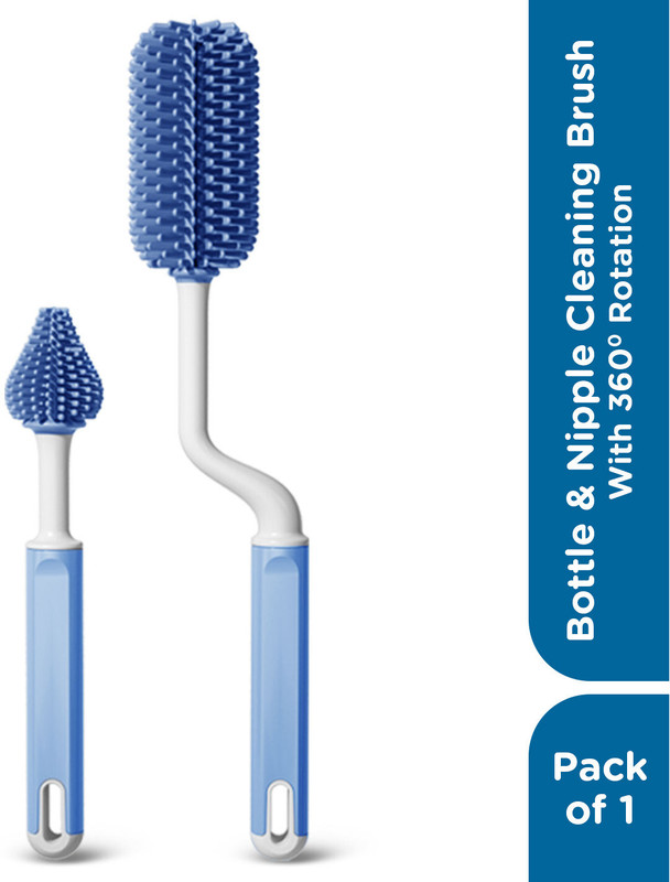 MeeMee Silicone Bristle Baby Feeding Bottle Cleaning Brush & Nipple Cleaner(Blue)