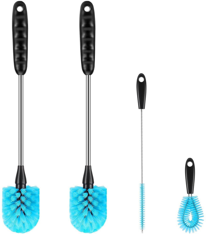 MOSPROS Long Handle Bottle Cleaning Brush Set for Narrow Neck Bottles(Blue)
