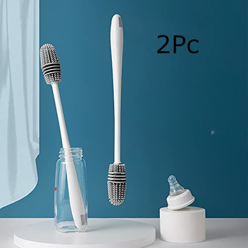 9Up Silicone Bottle Cleaning Brush, Made Flexible Bristles Brush, Cleaning brush(Gray)