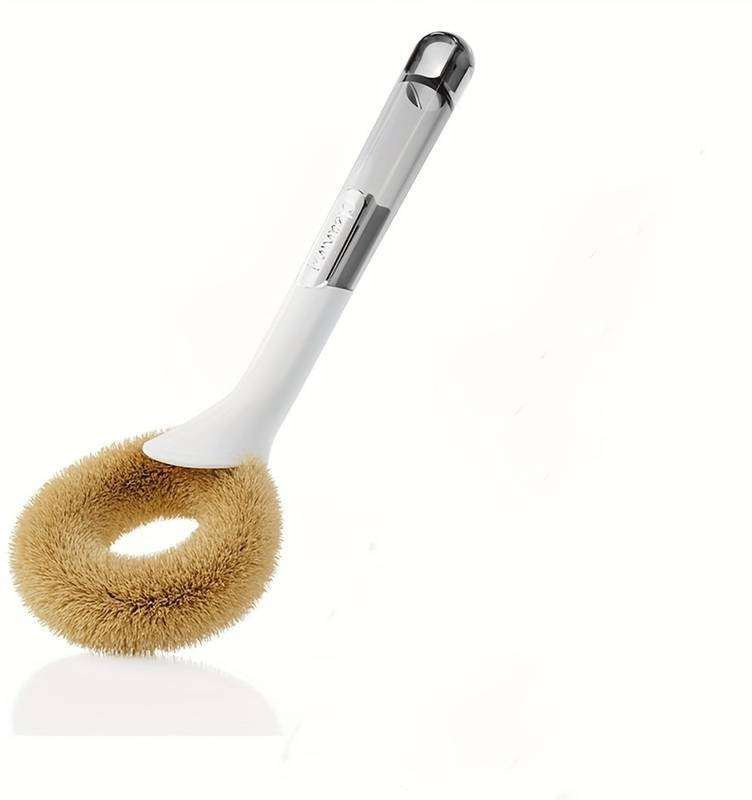My HomesWorld 1pc, Natural Palm Pot Brush, Long Handle Multi-functional Kitchen Cleaning Brush(White)