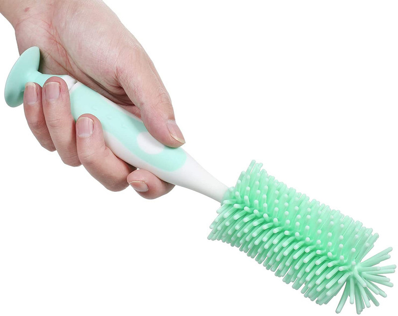 KUBER INDUSTRIES Bottle Brush|360 Degree Soft Bristle Base Detachable Baby Bottle Cleaner,10 Inch(Green)