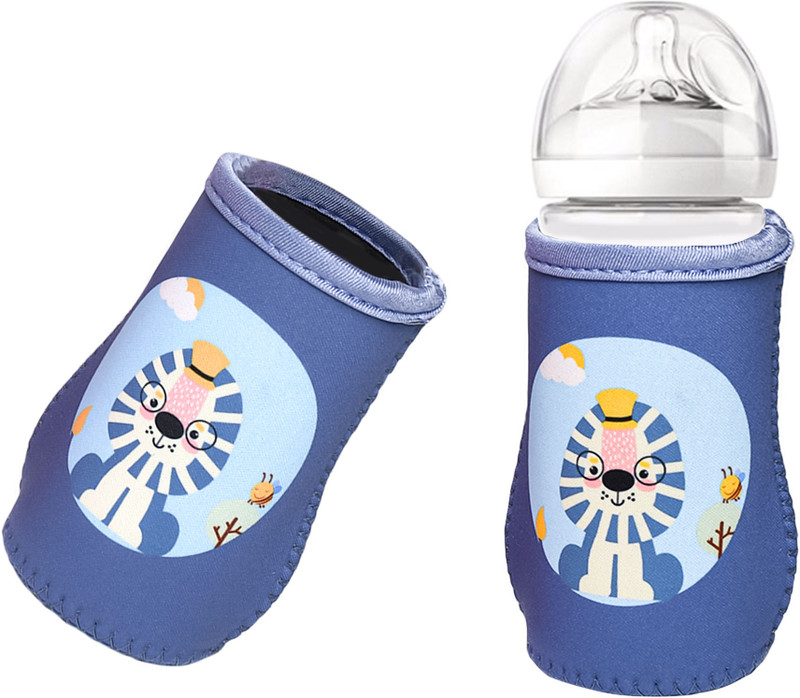 The Little Lookers Cute Patterned Soft Stretchable Baby Feeding Bottle Cover for 125ml,150 to 300ml(Blue)