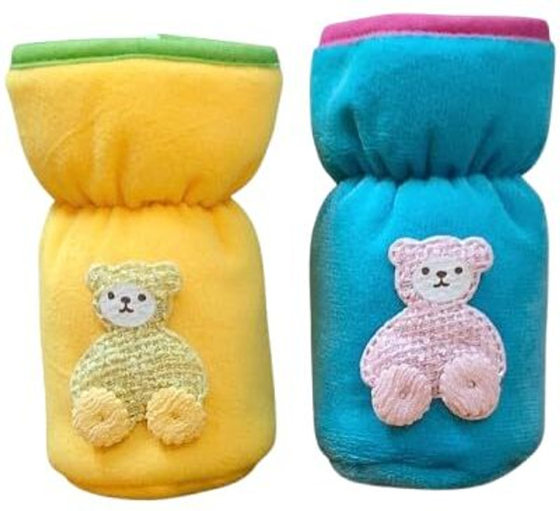 Oly Baby Baby Sharing Bottle Cover 120ml/4oz with Soft Plush Fabric 100% Cotton(Yellow & Firozi)