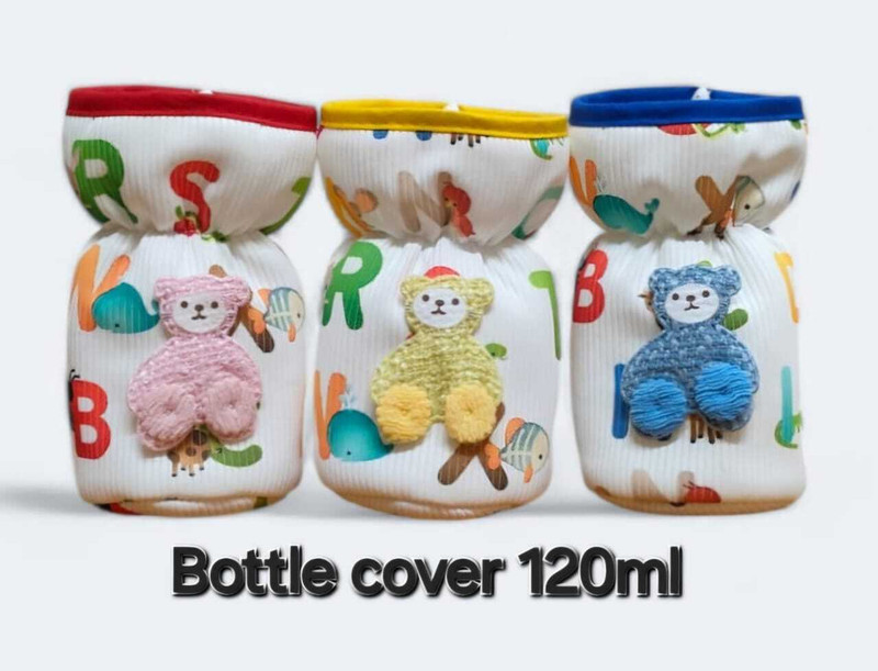 HUNNY BUNNY kids store Baby Feeding Bottle Cover 120Ml/4Oz 100%Cotton- Pack Of 3(Multicolor)