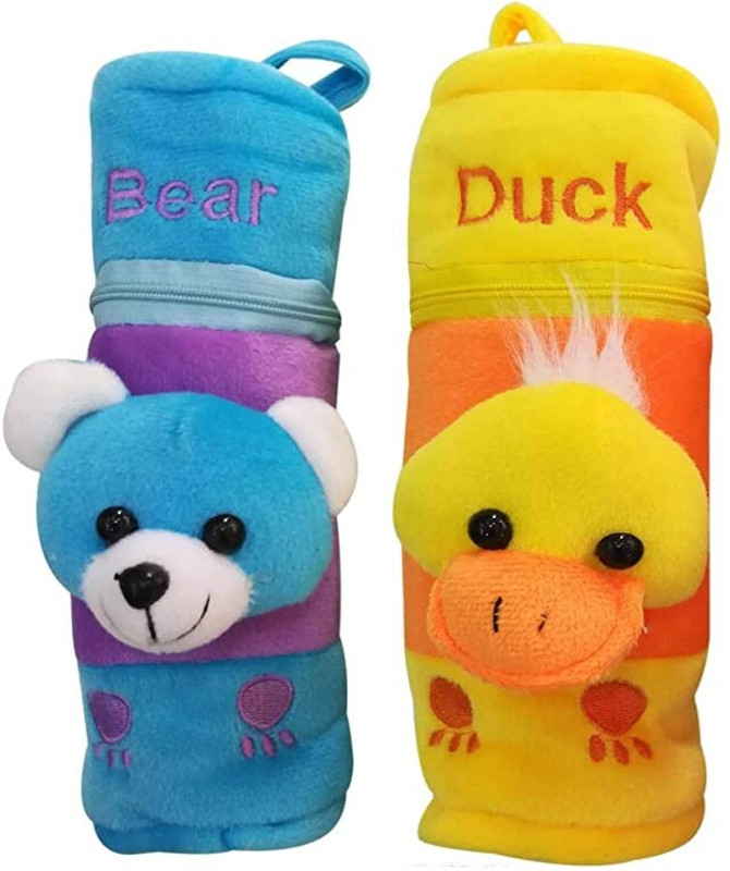 TINYS WORLD Animal Printed Soft Plush Baby Feeding Bottle Cover (Pack of 1)(Multicolor)
