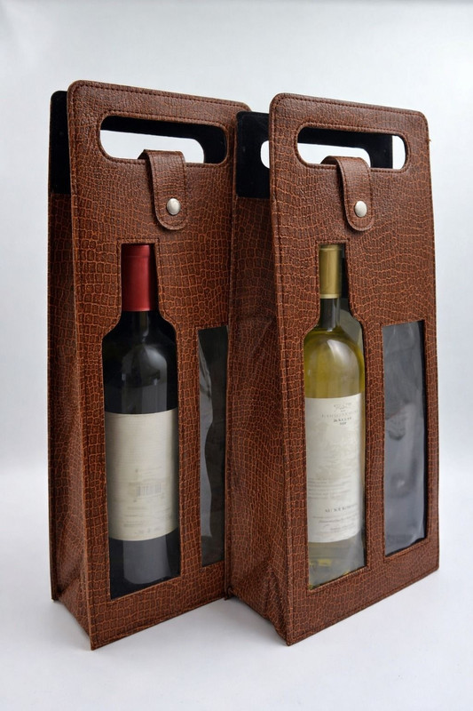 IndElite Premium Leather Bottle Carrier Case with Glass Holder Travel Picnic Bag(Brown)