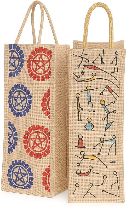 R Touch Jute Bottle Bag (Pack of 2) | 1 LTR |(Multicolor)