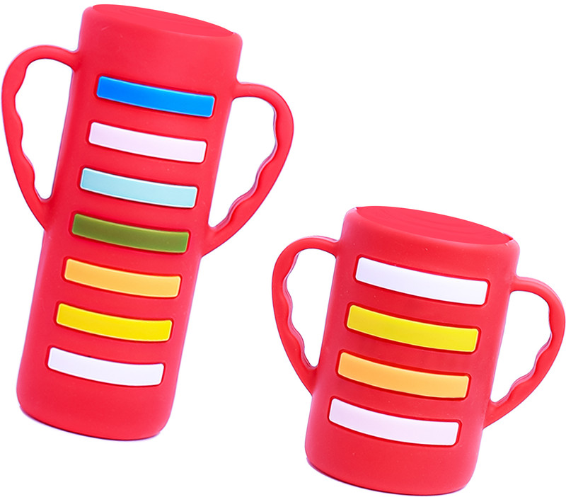 The Little Lookers Baby Bottle Cover with Handle/ Silicone Warmer Cover/Milk Bottle Cover for Baby(Red)