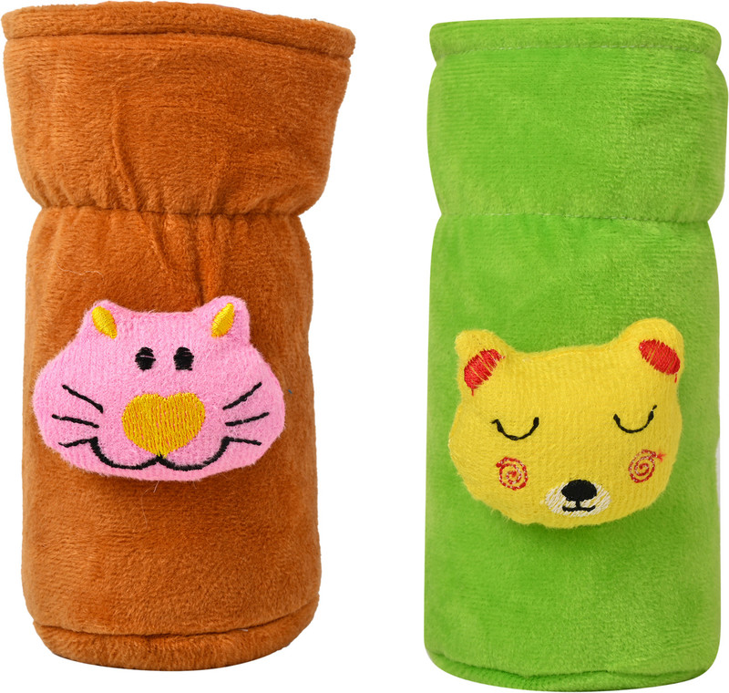 Da Anushi Soft Hosiery Baby Feeding Bottle Cover – Easy to Grip, Suitable for 60-125 ML(Brown, Green)