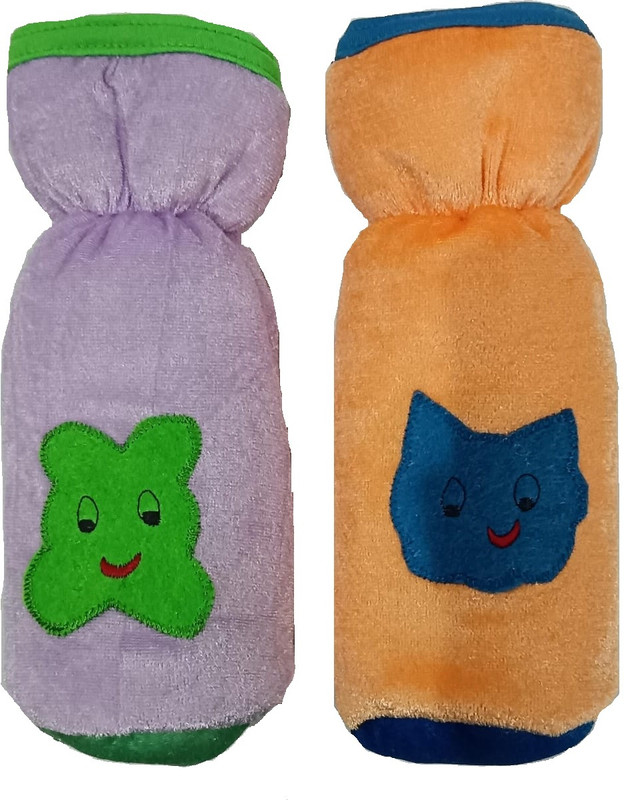 PADDY BABY Baby Milk Bottle Cover, Pack of 2, Milk Feeding Velvet Bottle Cover 250ml(Purple, Peach)