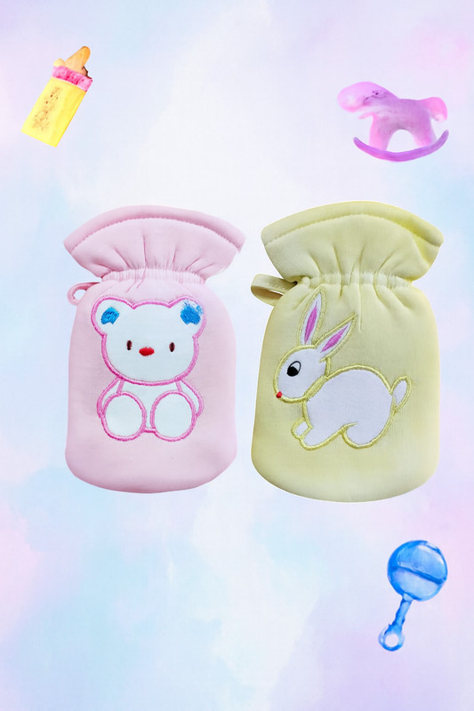 Sarvatapana Washable Feeding Bottle Cover for Baby Boys & Girls – Pack of 2, Cute Designs(Pink, Yellow)