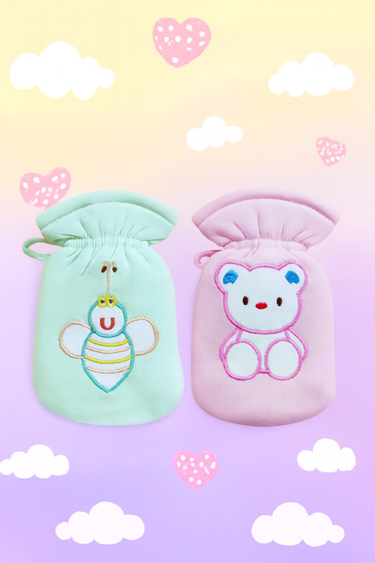 MW PRINTS Soft Hosiery Feeding Bottle Covers for Baby Boys & Girls - 2 Pack, Washable(Pink, Green)