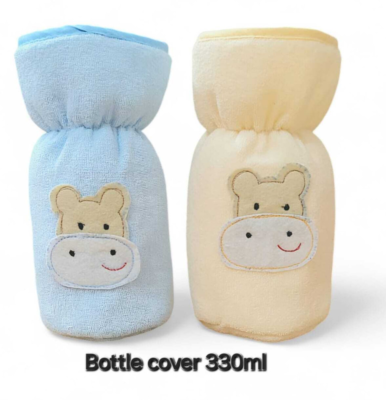 HUNNY BUNNY kids store feeder cover 330ml , 100% cotton , with embroidered design ( pake of 2)(mutlicolor)