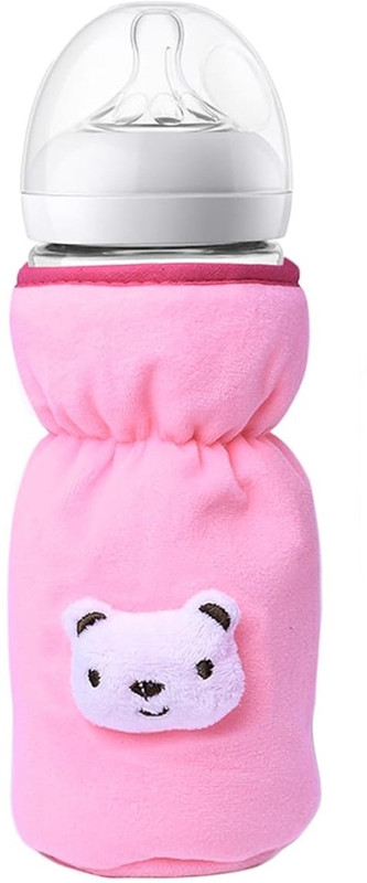 Kindar Care Soft Plush Stretchable Baby Feeding Bottle Cover with Easy to Hold Strap(Pink)