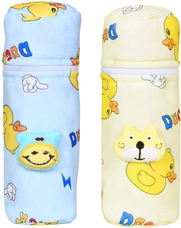 The Little Lookers Baby Feeding Bottle Cover with Easy to Hold Strap (330ml/11oz)(Yellow & Blue)