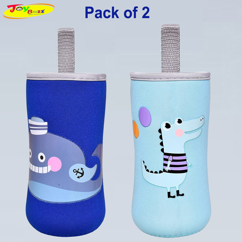 Joy Buzz Adjustable Feeding Bottle Cover Slim Neck Milk/Water Bottles Cover - Pack of 2(Blue, SKY BLUE)