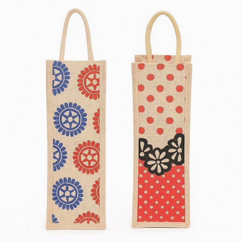 R Touch Jute Bottle Bag Combo - Pack of 2 Jute 1 Litre Office Bottle Bags(Multicolor)