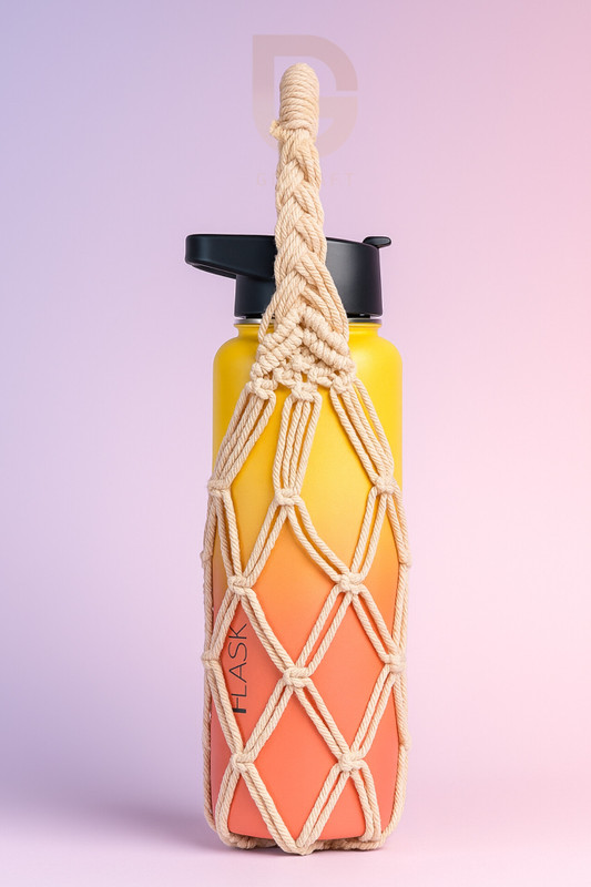 GDCraft Macrame Bottle Bag For Beginners | Macrame Bottle Holder | Wine Tote Tutorial(Beige)