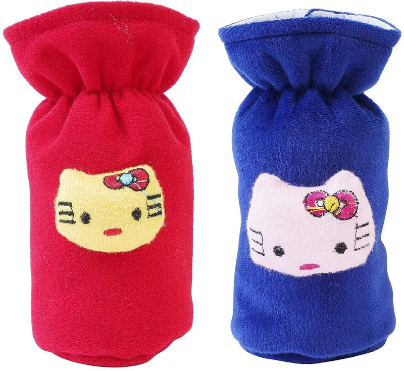 Da Anushi Soft Plush Stretchable Baby Feeding Bottle Cover Easy to Hold Strap With Cute Animated Cartoon|Suitable for 60-125 Ml Feeding Bottle(Dark Blue-Dark Red)(Dark Blue, Dark Red)