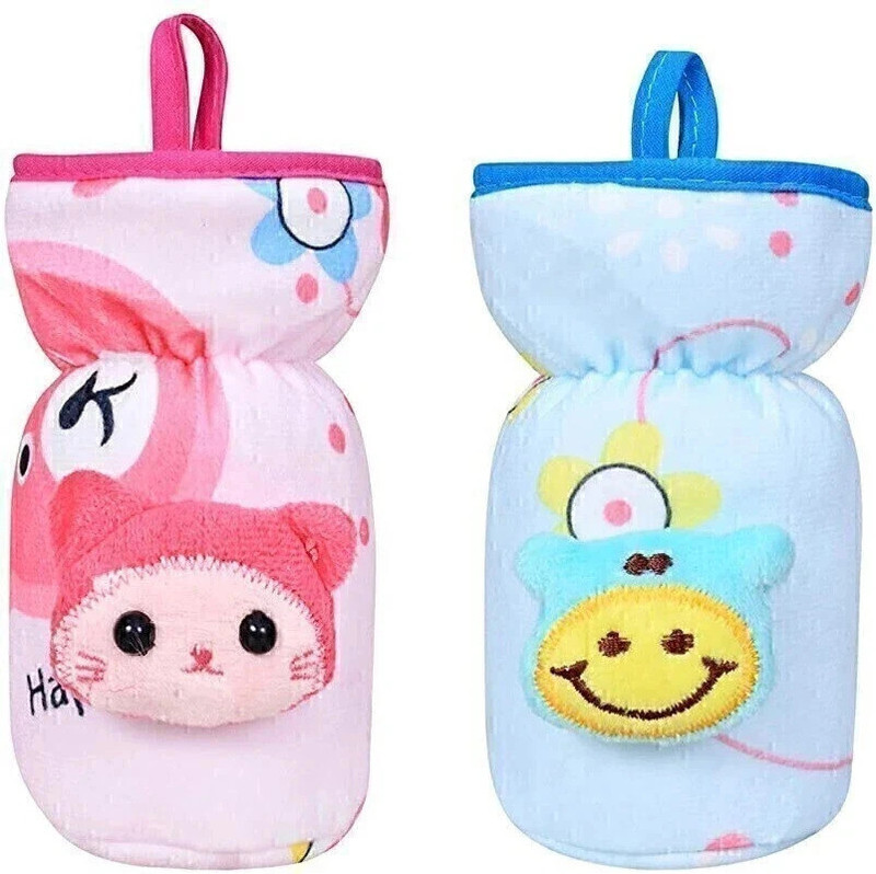 Lilz caress Baby Products New Born Baby Feeding Bottle Cover Imported Fabric Printed Bottle Cover Feeder Cover Set Fancy Bottle Cover Feeder Cover (125-150 ML) - Pack of 2(Multicolor)