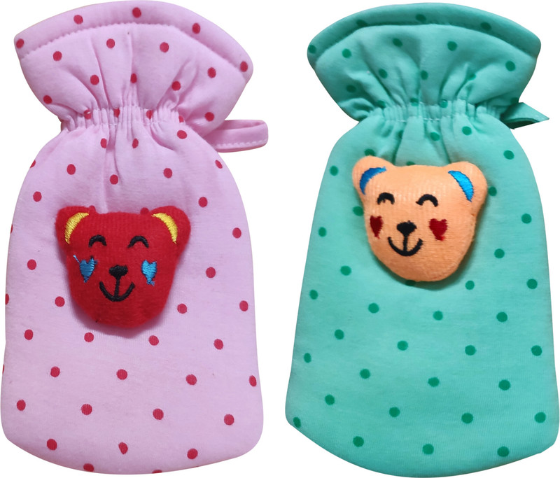 MW PRINTS Soft Hosiery Dark Dotted Baby Feeding Bottle Cover, Suitable for 60-125ML(Pink, Green)