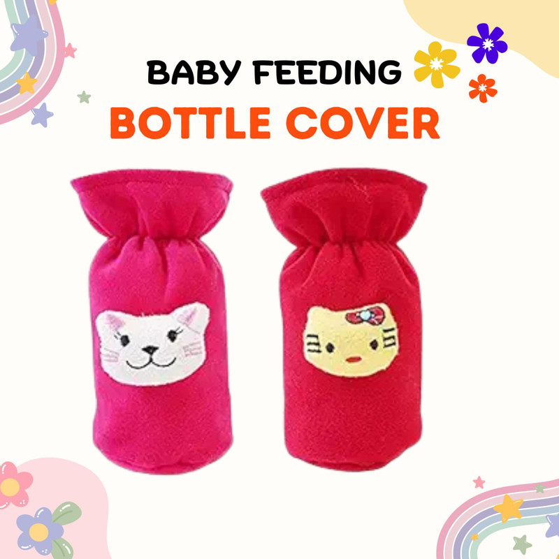 MW PRINTS Bottle Cover for Feeders Soft Stretchable Baby Feeding Bottle Cover 130-250 Ml(Dark Pink & Dark Red)