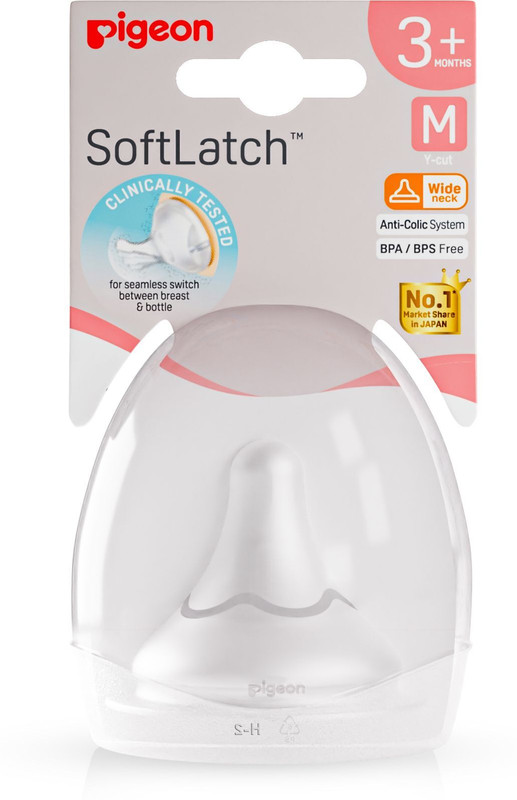 Pigeon Anti-Colic Essential Teat/Baby Feeding Bottle Nipple for Slim Neck Bottle, 1pcs Fast Flow Nipple(Pack of 1 Nipple)