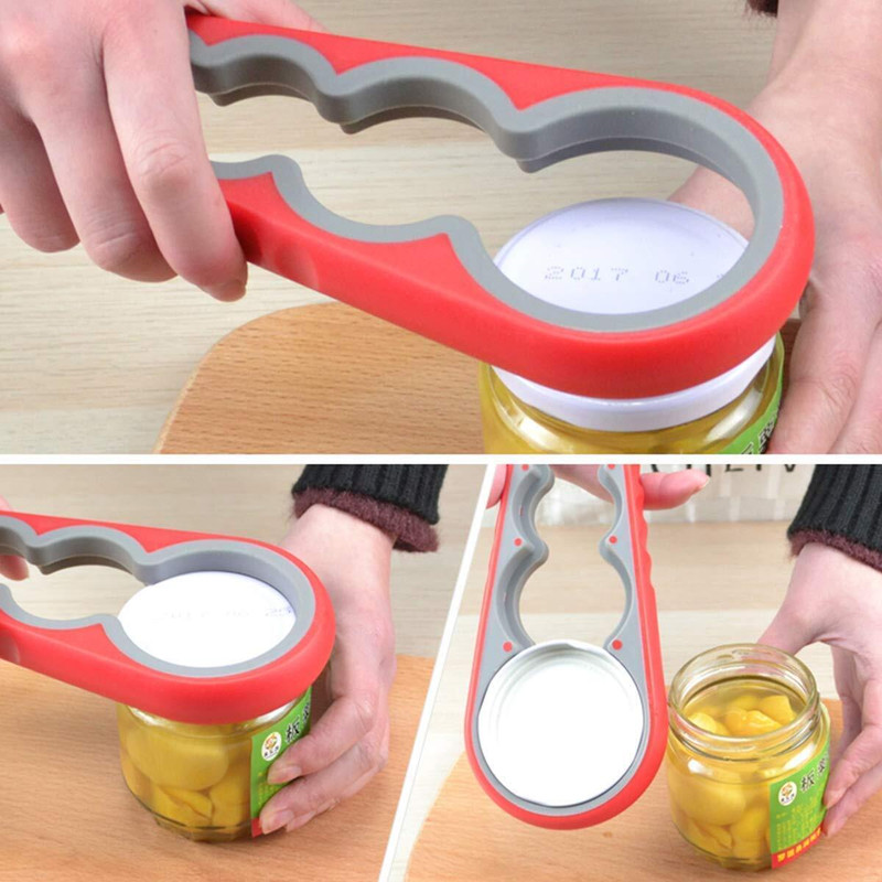 Aarsh 4 In 1 Glass Jar Bottle Opener Multifunctional for Home and Kitchen 4-in-1 Rubber Multi Purpose Grip Jar and Bottle Opener Bottle Opener(Pack of 1)