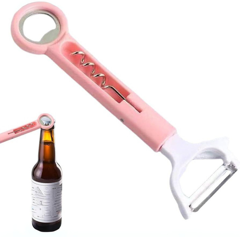 JABOO 3-in-1 Multi-Function Kitchen Tool | Stainless Steel Fruit & Vegetable Peeler, Wine Cork Opener & Bottle Opener(Pack of 1)
