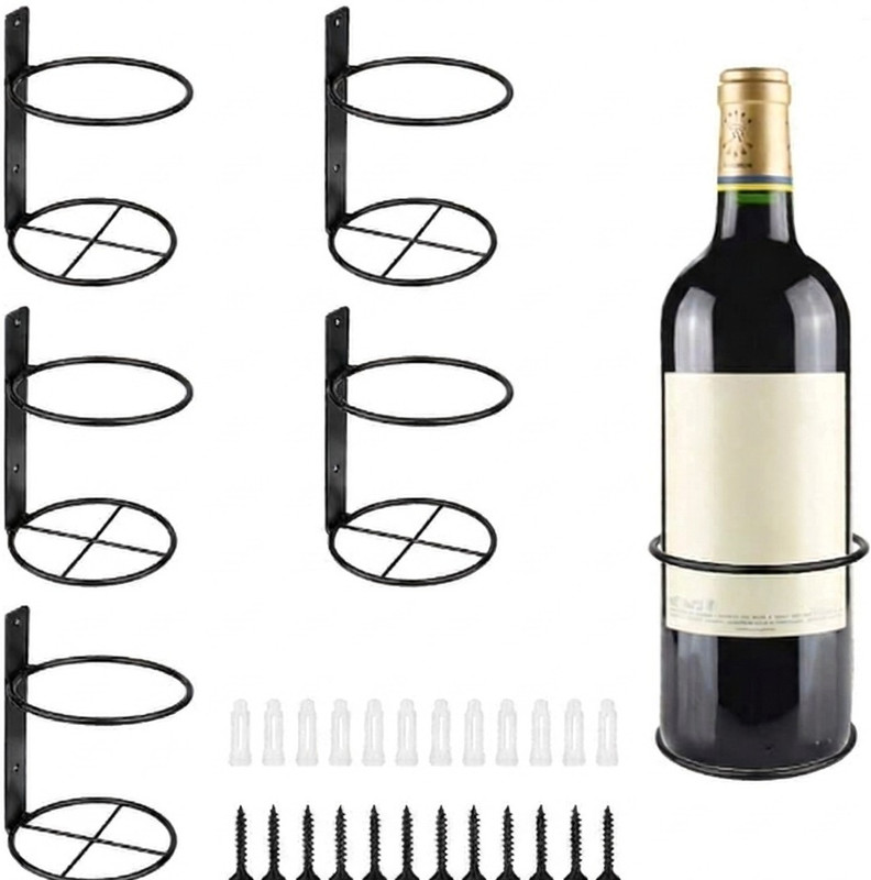 HITWELD HANDICRAFTS Iron Bottle Rack(Black, 5 Bottles)