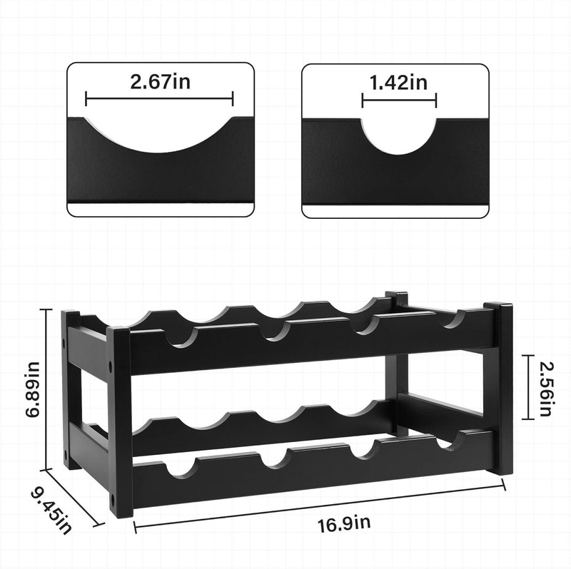 Ganga Antiques Wooden Bottle Rack(Black, 8 Bottles)